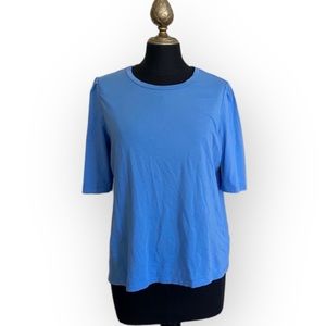 Lauren Ralph Lauren stop Blouse Pleated Half Sleeve Blue Size Large